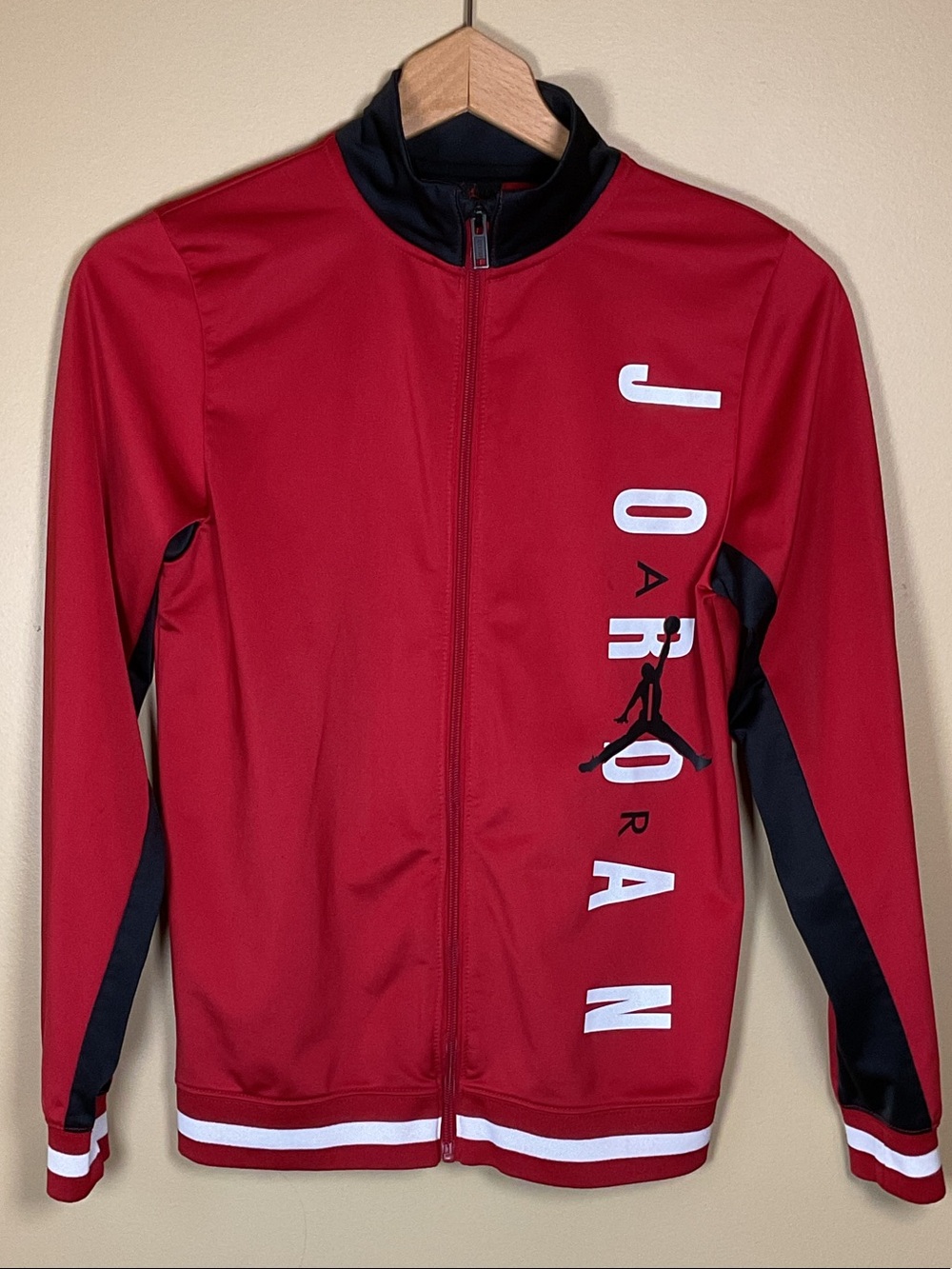 Air Jordan Red Track Jacket with Black and White Accents Boys Size L